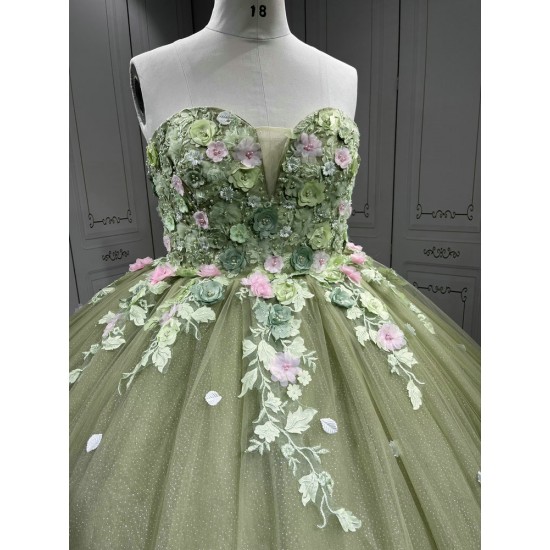 Mumuleo Sage Green Quinceanera Dress Lace Appliques 15 Dresses Ball Gown Vestidos Anos Quinceaneras Vestido Fiesta