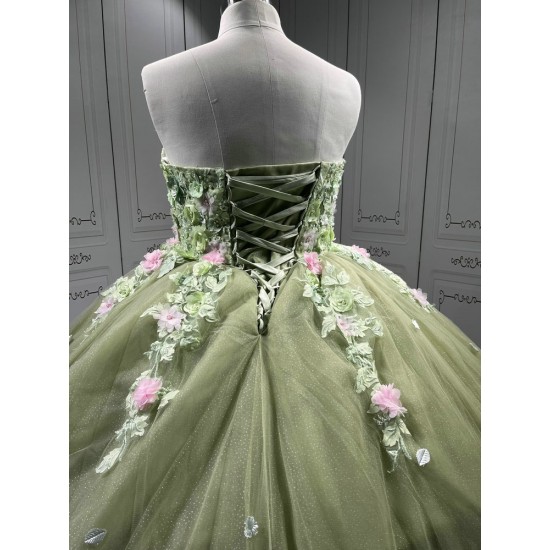 Mumuleo Sage Green Quinceanera Dress Lace Appliques 15 Dresses Ball Gown Vestidos Anos Quinceaneras Vestido Fiesta