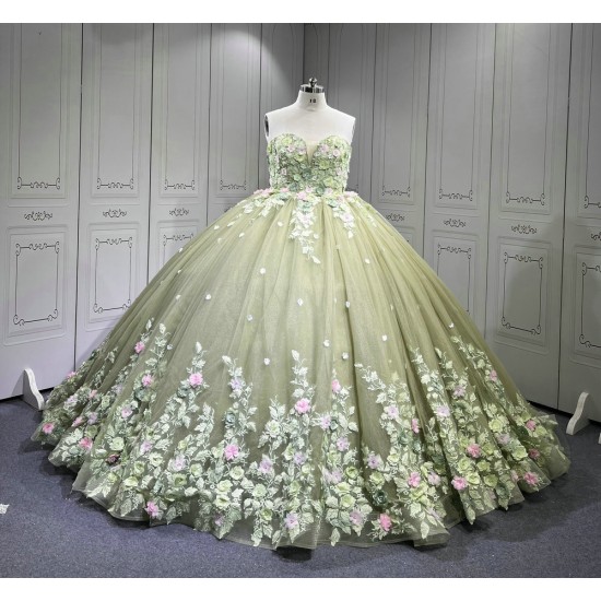 Mumuleo Sage Green Quinceanera Dress Lace Appliques 15 Dresses Ball Gown Vestidos Anos Quinceaneras Vestido Fiesta