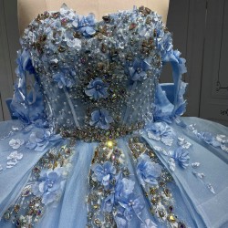 Vestido 15 Anos Vestidos De Gala Largos Novia Princesa Con Brillo Sky Blue Boda Vestidos Quinceanera
