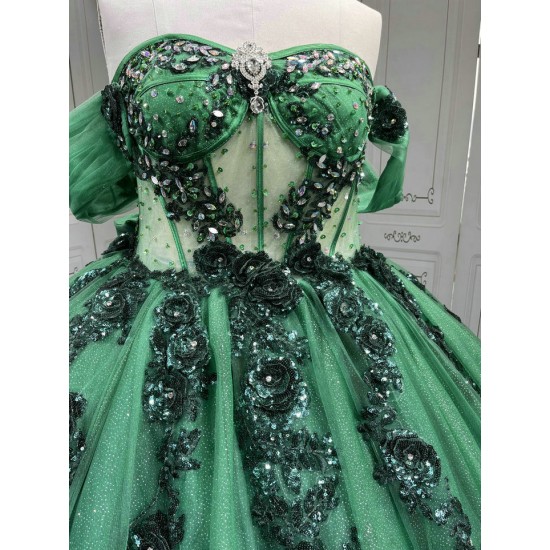 2025 Emerald Green Vestido De 15 Anos Quinceanera Ball Gown Vestido Festa Zimmermann Dresses Medida Princesa 2025 Graduacion With Bear