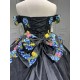 Floral Black Quinceanera Dresses With Flowers Vestidos De Fiesta Prom Dresses Vestidos De 15 Anos Quinceanera 2025