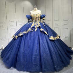 Blue With Gold Vestidos De 15 Anos Quinceaneras 2025 Robes De SoreeVestido De Festa Vestidos En LiquidacionEnvio Gratis