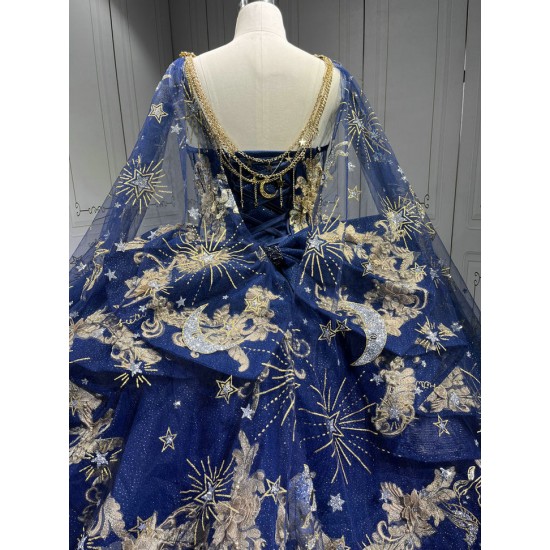 Blue With Gold Vestidos De 15 Anos Quinceaneras 2025 Robes De SoreeVestido De Festa Vestidos En LiquidacionEnvio Gratis