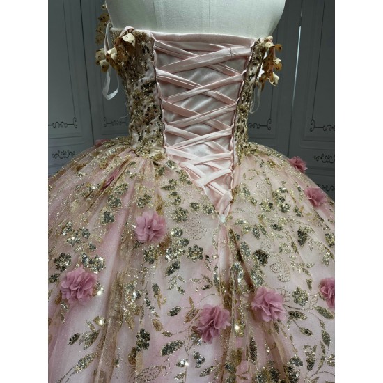 Vestidos de 15 Quinceañera Amarillo Debutante Longo Princesa Vestidos de xv Años Color Rose Gold Quinceanera Dresses