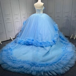 Ruffled Sky Blue Quinceanera Dress Vestidos De Fiesta Vestidos De 15 Quinceañera Vestidos En Liquidación Envío Gratis De Gala