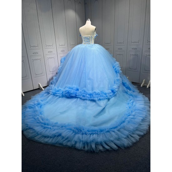Ruffled Sky Blue Quinceanera Dress Vestidos De Fiesta Vestidos De 15 Quinceañera Vestidos En Liquidación Envío Gratis De Gala