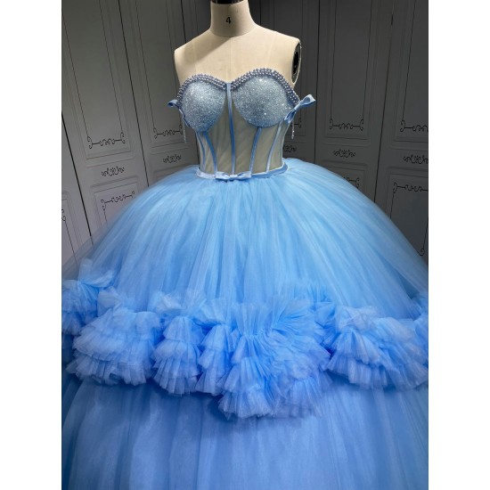 Ruffled Sky Blue Quinceanera Dress Vestidos De Fiesta Vestidos De 15 Quinceañera Vestidos En Liquidación Envío Gratis De Gala