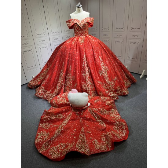 Red With Gold Mini Quinceanera Teddy Bear Gowns Appliquéd Vestidos de Quinceañera Gowns Decoration Bear Customised