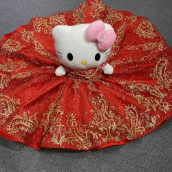 Red With Gold Mini Quinceanera Teddy Bear Gowns Appliquéd Vestidos de Quinceañera Gowns Decoration Bear Customised