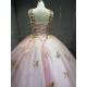 Pink With Rose Gold Butterfly Quinceanera Dresses Ball Gown Vestidos De 15 Aos De Quinceaera Deademas De Quinceaeras