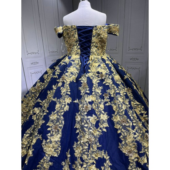 Shenzhen Mumuliao Plus Size Navy With Gold Quinceanera Dress Vestidos Para 15 Aos De Quinceaera 15 Sweet 16 De 15 Aos Azul