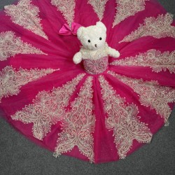 Pink With Silver Mini Quinceanera Teddy Bear Gowns Appliqued Vestidos De Quinceanera Gowns Decoration Bear Customised