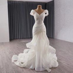 Custom Made Mermaid Wedding Dress Off Shoulder Bridal Gowns Pearl Vestido De Noival 2024 