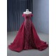 Beading Burgundy Mermaid Prom Dresses For Women Robes De Soiree Elegant Off Shoulder Formal Evening Cocktail Gowns