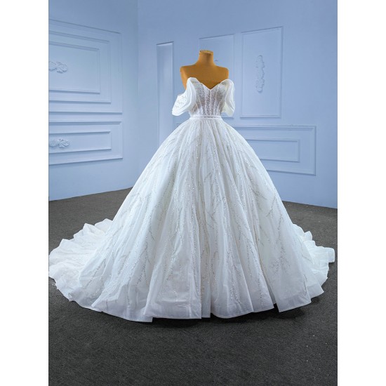 Beading Wedding Dress Strapless Pearl Vestidos De Novia Bridal Gowns Floor Length Ball Gown