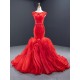 Cape Sleeve Red Prom Dresses For Women 2024 Sleeveless Ruffled Mermaid Evening Gowns Vestido de Festa