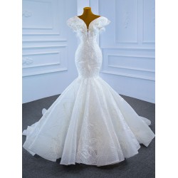 Cape Sleeve Wedding Dresses For Woman Lace Appliques Bride Gowns Print Embroidery Pleat Dress Robe