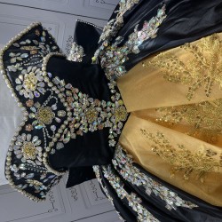 Crystal Black Quinceanera Dresses Sweetheart Off the Shoulder Vestidos De 15 Anos Quinceanera Custom Made With Bow