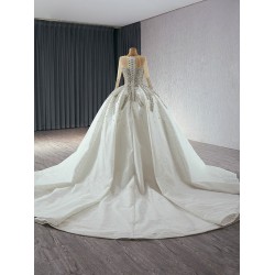 Crystal Wedding Dress Long Sleeve Bridal Gowns Princess Bride Ball Gown Vestido De Noiva