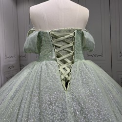 Customized 2024 Sage Green Princess Ball Gown Quinceanera Dress Sequins Beaded Birthday Party Sweet 15 Vestidos De 15 Anos