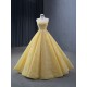 Customized Gold Prom Dresses A Line Strapless Women Party Evening Gowns Formal Sleeveless Occasion Dress