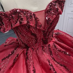 Customized Off Shoulder Ball Gown Red Quinceanera Dress 2024 Princess Flowers Appliques Beading Lace Up Vestidos De 15 Anos