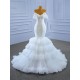 Detachable Sleeve Mermaid Wedding Dresses Ruffled Bridal Dresses Beading Vestidos De Novia