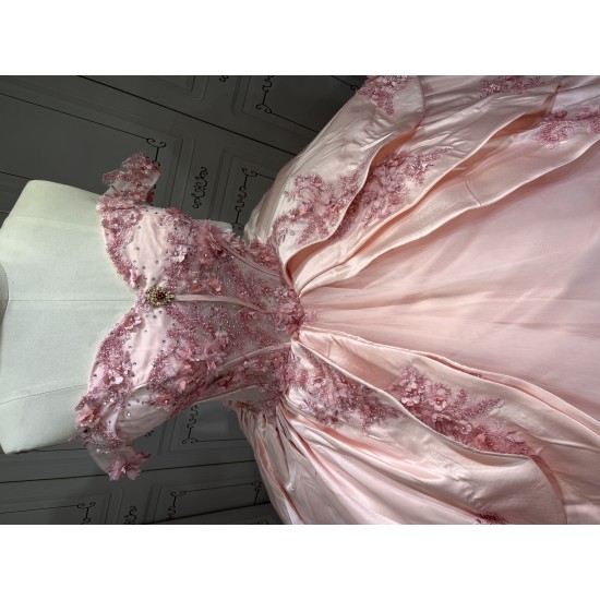 Exquisite Off The Shoulder Pink Quinceanera Dresses for Girl Sweetheart Neck Appliques Ball Gown 