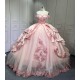 Exquisite Off The Shoulder Pink Quinceanera Dresses for Girl Sweetheart Neck Appliques Ball Gown 