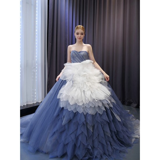 Glaucous Color Tulle Prom Dresses A Line Sleeveless Evening Dress Vintage Women Formal Party Wedding Gowns