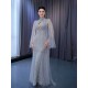 Gray Women Prom Dresses Long Sleeve Sequin Evening Dress Formal Wedding Occasion Gowns