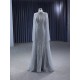 Gray Women Prom Dresses Long Sleeve Sequin Evening Dress Formal Wedding Occasion Gowns