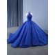 Halter Neck Blue Quinceanera Dress 2024 Beading Sleeveless Evening Dress For Women Custom Made