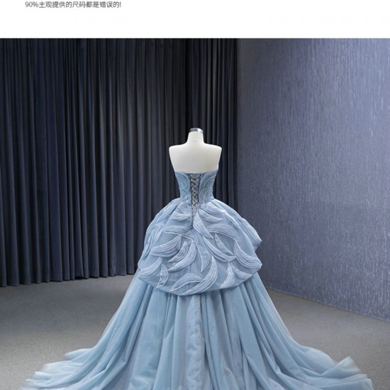 Ice Blue Quinceanera Dress Sleeveless Ball Gown Strapless Sweet 16 Dress 2024 Party Prom Dress