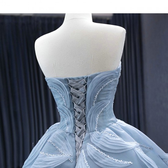 Ice Blue Quinceanera Dress Sleeveless Ball Gown Strapless Sweet 16 Dress 2024 Party Prom Dress
