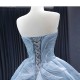 Ice Blue Quinceanera Dress Sleeveless Ball Gown Strapless Sweet 16 Dress 2024 Party Prom Dress