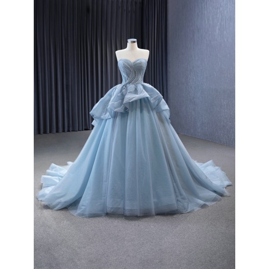 Ice Blue Quinceanera Dress Sleeveless Ball Gown Strapless Sweet 16 Dress 2024 Party Prom Dress