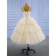 Ivory A Line Short Prom Dresses Sleeveless Tiered Women Formal Homecoming Party Dress Special Gowns