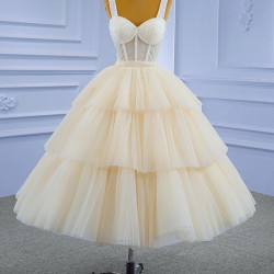 Ivory A Line Short Prom Dresses Sleeveless Tiered Women Formal Homecoming Party Dress Special Gowns