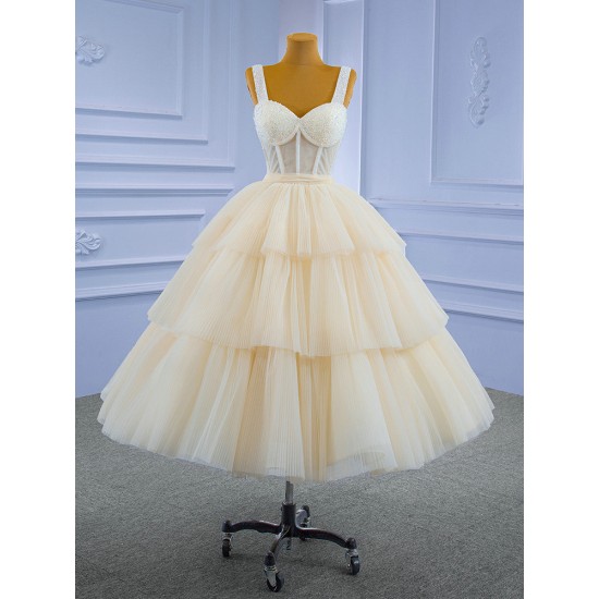 Ivory A Line Short Prom Dresses Sleeveless Tiered Women Formal Homecoming Party Dress Special Gowns