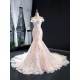 Lace Appliques Light Pink Evening Dresses Dubai Nude Mermaid Elegant Off Shoulder Arabia Formal Occasion Gowns 2024 For Women Party