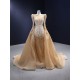 Long Prom Champagne Evening Gowns Customizable Two In One Women Formal Party Dresses