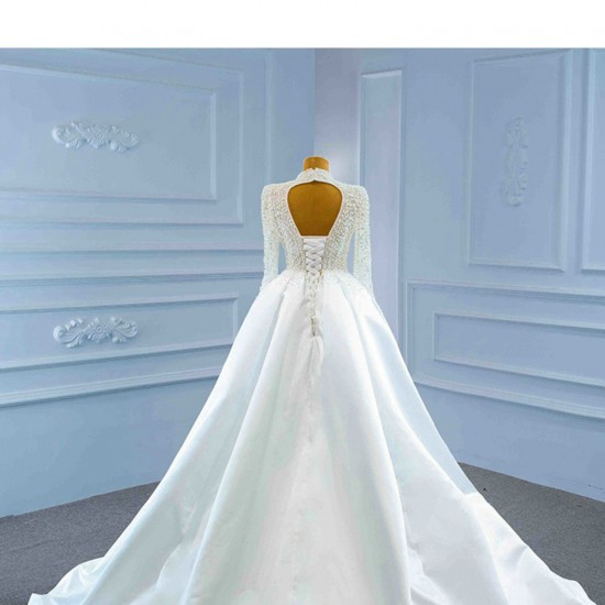 Long Sleeve Pearl Wedding Dress Two In One Bridal Gown Elegant Vestido De Noiva