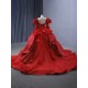 Long Sleeve Red Quinceanera Dress 2024 Princess Ball Gown Scoop Neck Prom Dress Formal Occasion Dresses
