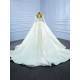 Long Sleeve Wedding Dresse Scoop Neck Bridal Gown White Pearl Vestido de Novia 2024 With Sweep Train