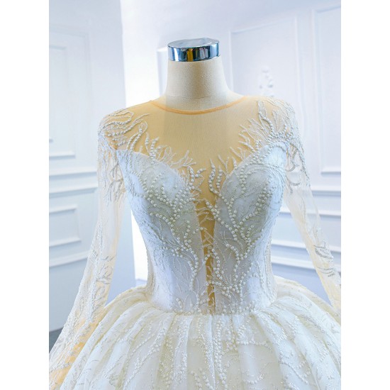 Long Sleeve Wedding Dresses Sweep Train Ball Gown 2024 Formal Bridal Grown Custom Made