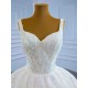 Long White Wedding Dress V Neck Simple Lace Backless Floor Length Sleeveless Bridal Gowns