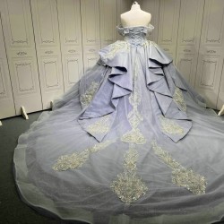 Luxury Lavender Quinceanera Dress Custom Made Vestidos De 15 Anos Off Shoulder Crystal Sweet 15 Gowns