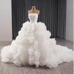 Luxury Ruffled Wedding Dress Sleeveless Bridal Gowns Customize Women Vestidos De Novia